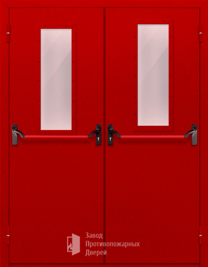 Фото двери «Двупольная с стеклом и антипаникой (красная)» в Твери