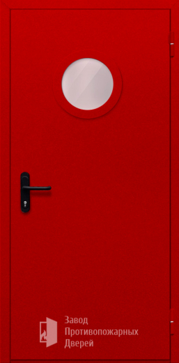 Фото двери «Однопольная с круглым стеклом (красная)» в Твери