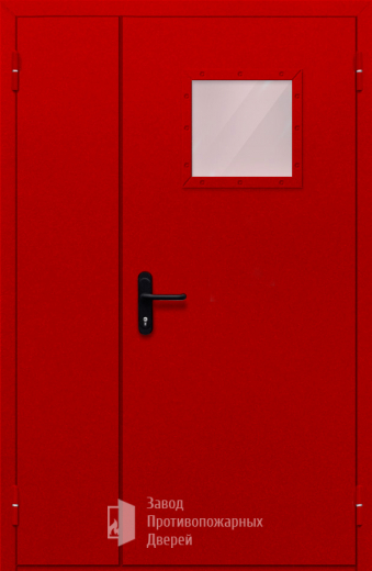 Фото двери «Полуторная со стеклопакетом (красная)» в Твери
