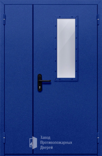Фото двери «Полуторная со стеклом (синяя)» в Твери