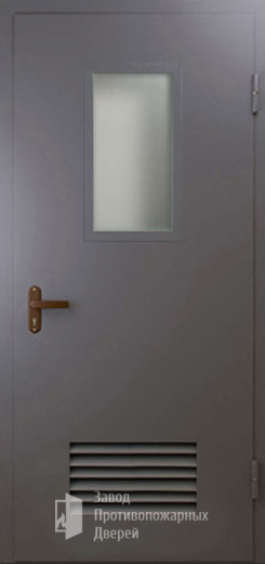 Фото двери «Техническая дверь №5 со стеклом и решеткой» в Твери