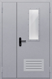 Фото двери «Полуторная со стеклом и  решеткой» в Твери