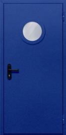 Фото двери «Однопольная с круглым стеклом (синяя)» в Твери