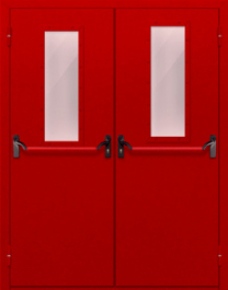 Фото двери «Двупольная с стеклом и антипаникой (красная)» в Твери