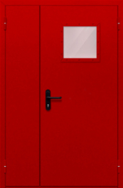 Фото двери «Полуторная со стеклопакетом (красная)» в Твери