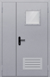 Фото двери «Полуторная со стеклопакетом и решеткой» в Твери