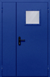Фото двери «Полуторная со стеклопакетом (синяя)» в Твери